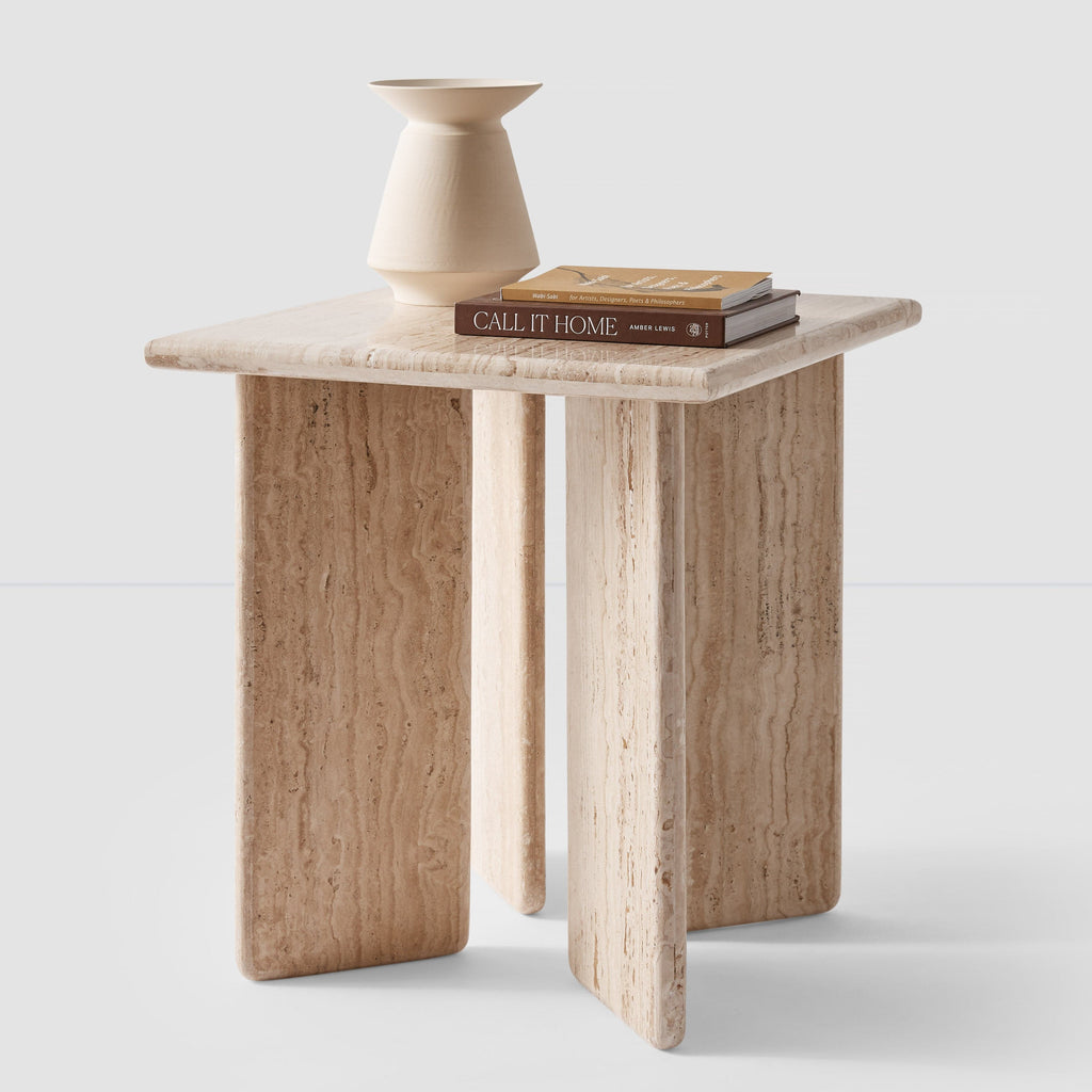 Amata Travertine Side Table