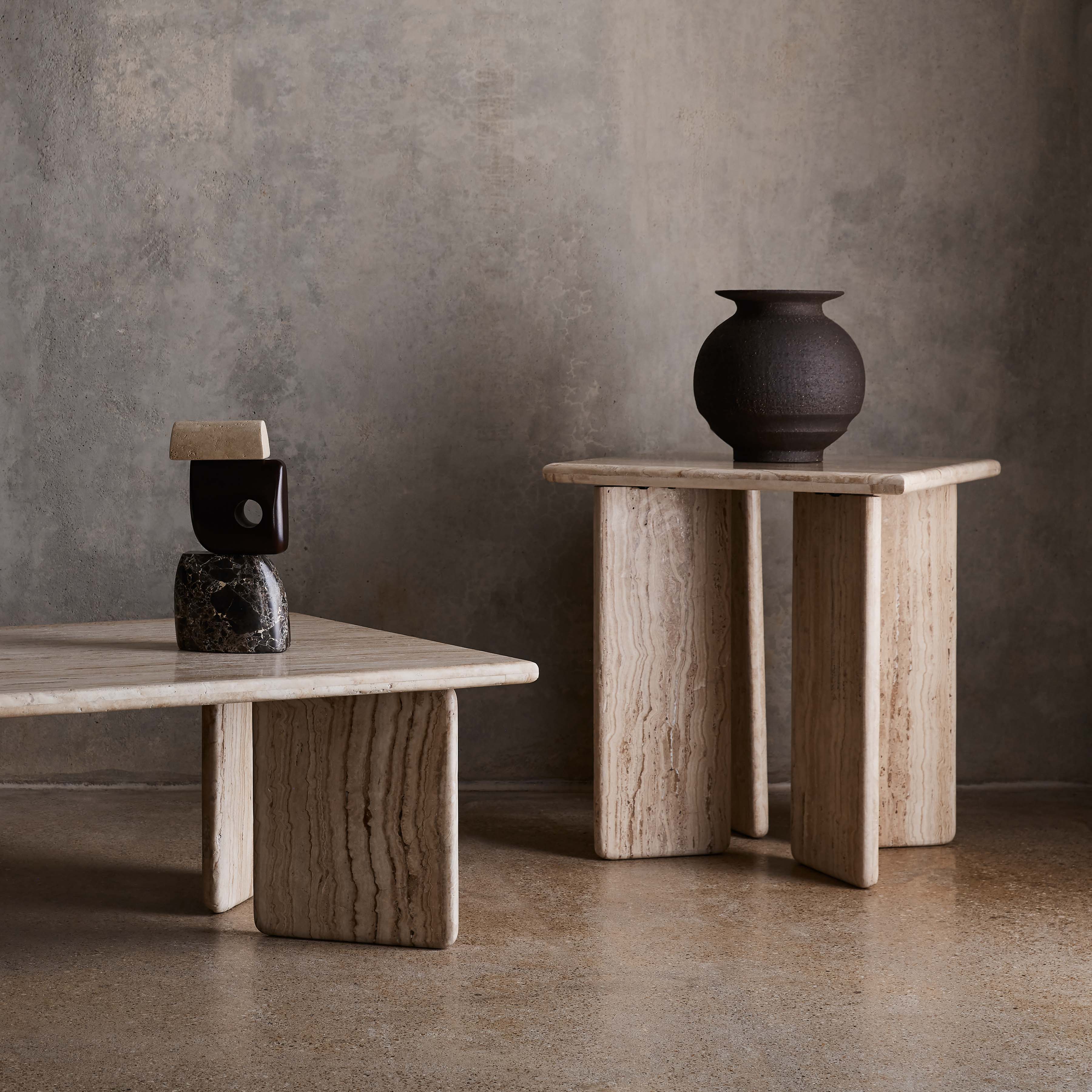 Amata Travertine Side Table