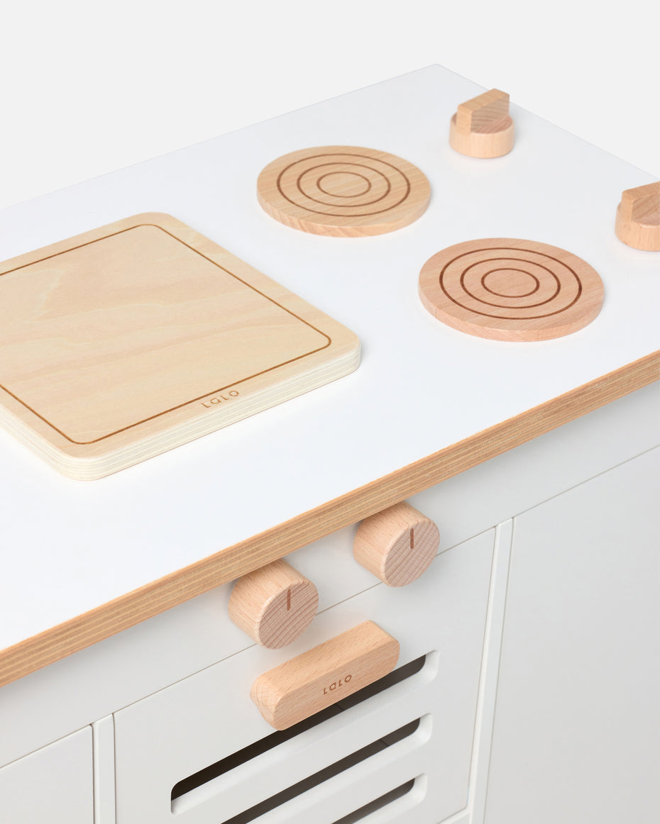 The Play Kitchen + Fridge + Shopping Cart