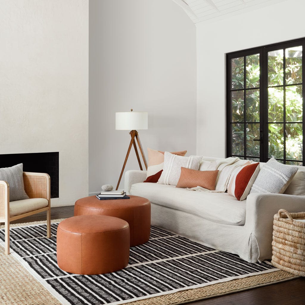 Torres Runde Leder-Ottomane – Mittel & Groß