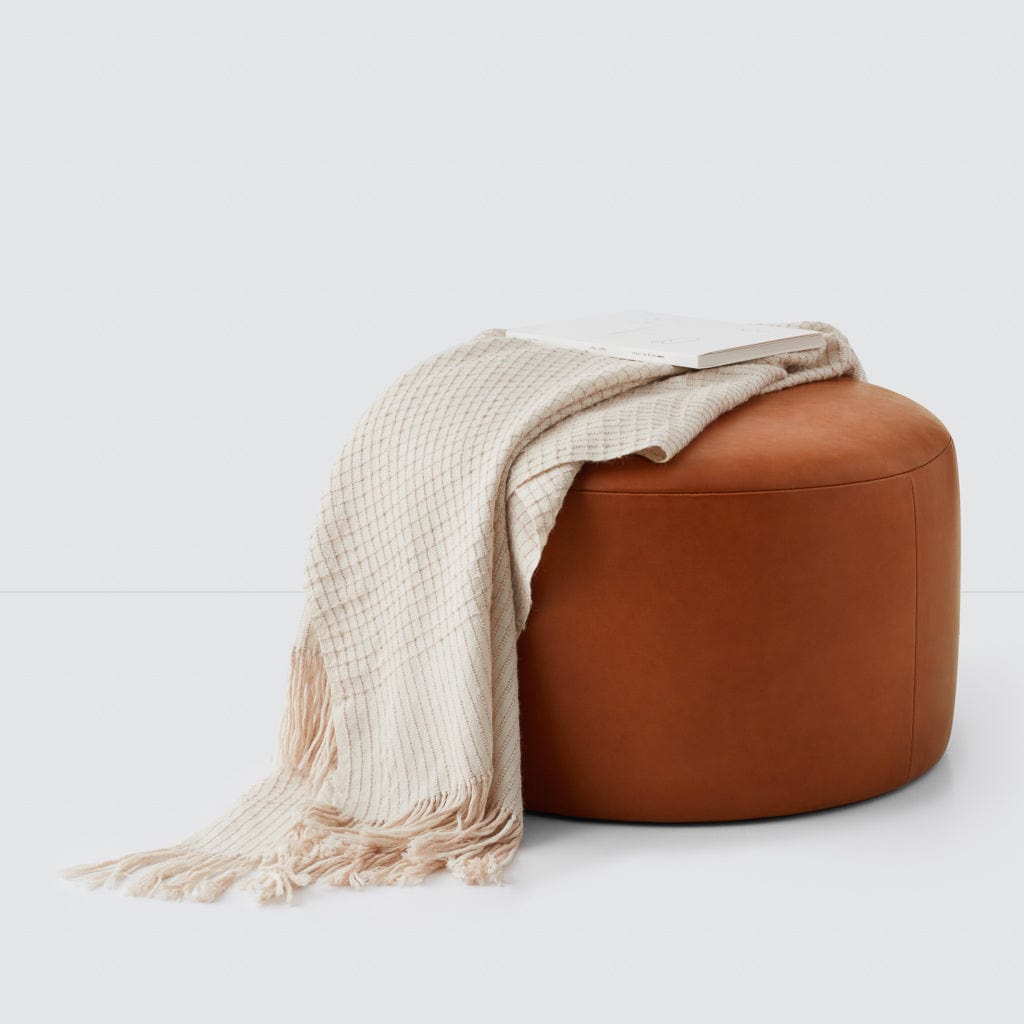 Torres Runde Leder-Ottomane – Mittel & Groß