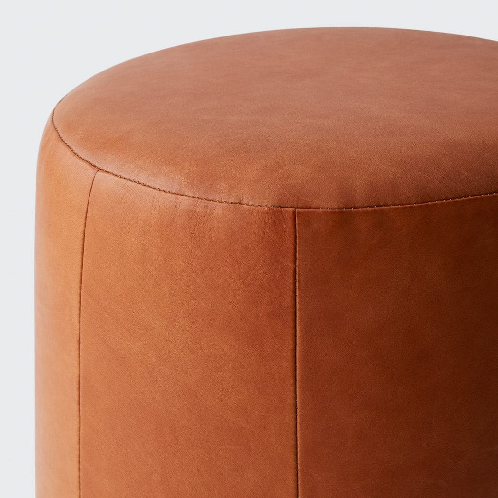 Torres Round Leather Ottoman - Small