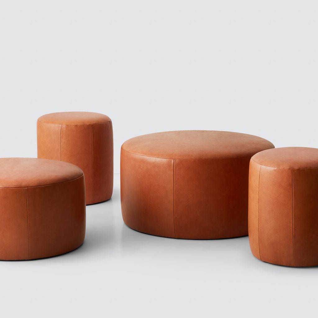 Torres Round Leather Ottoman - Small