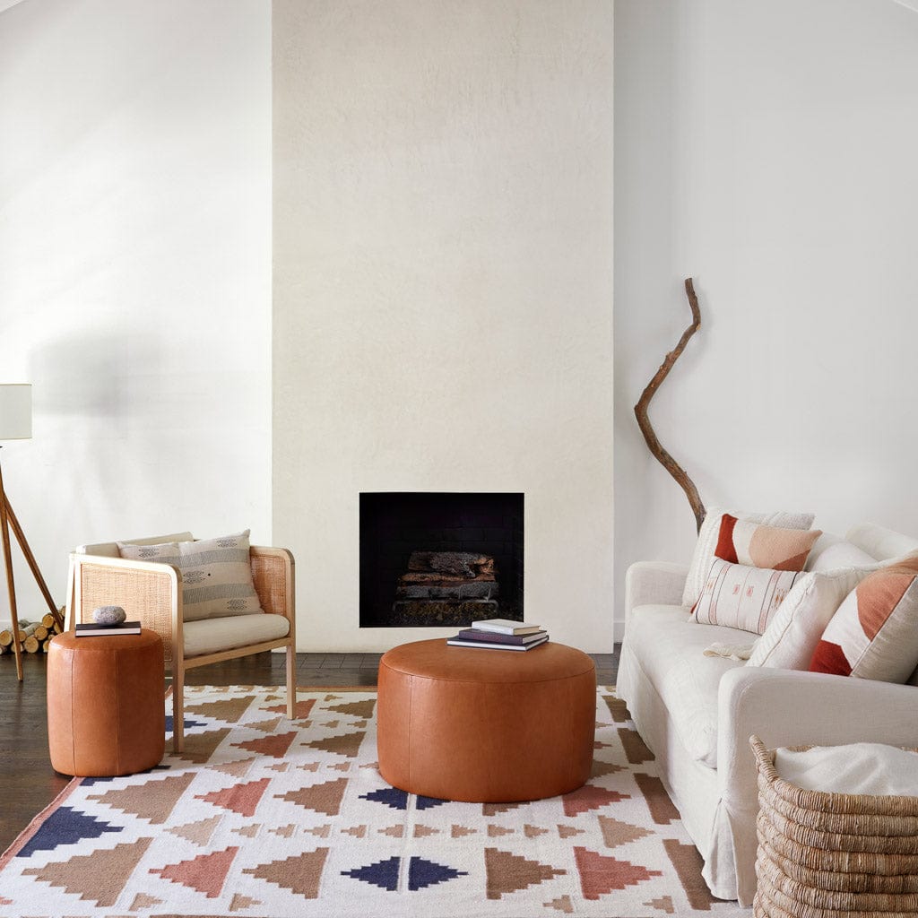 Torres Round Leather Ottoman - Small