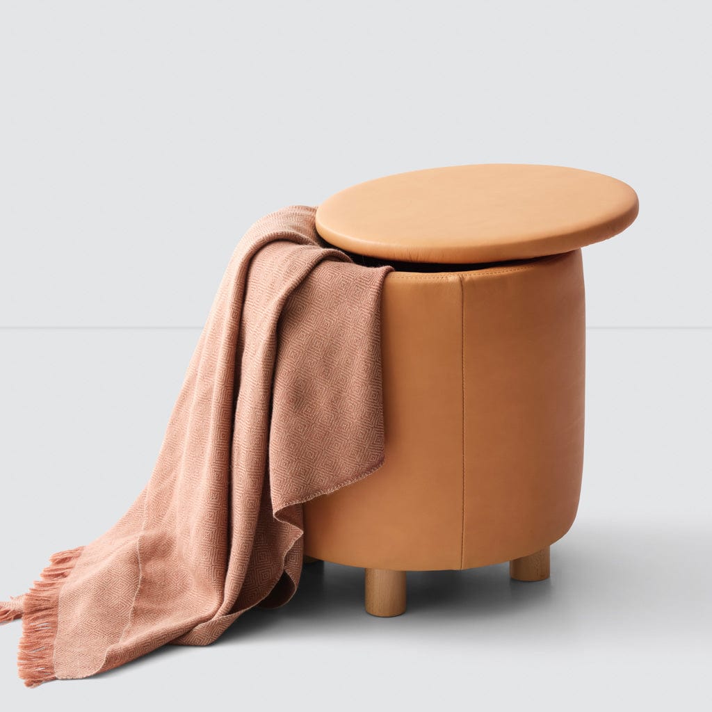 Torres Leather Storage Ottoman - Small