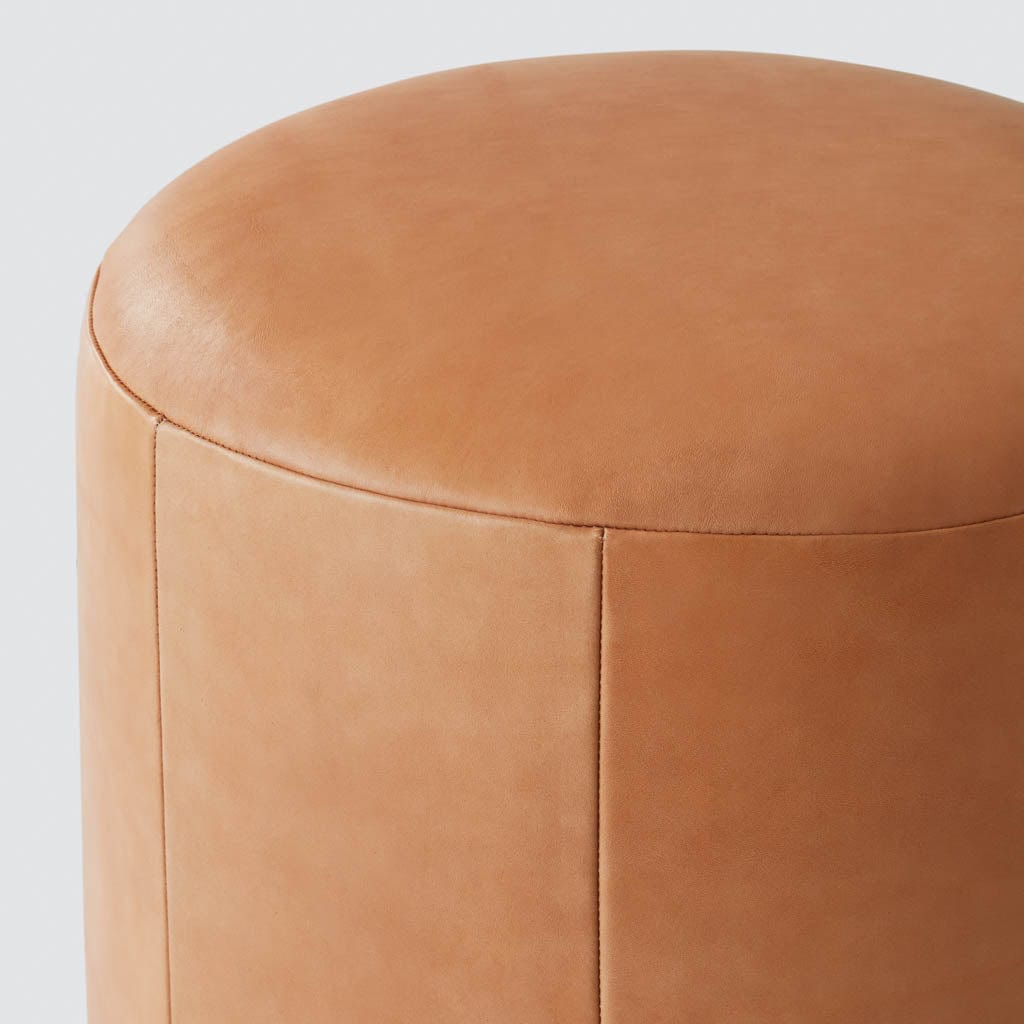 Torres Round Leather Ottoman - Small