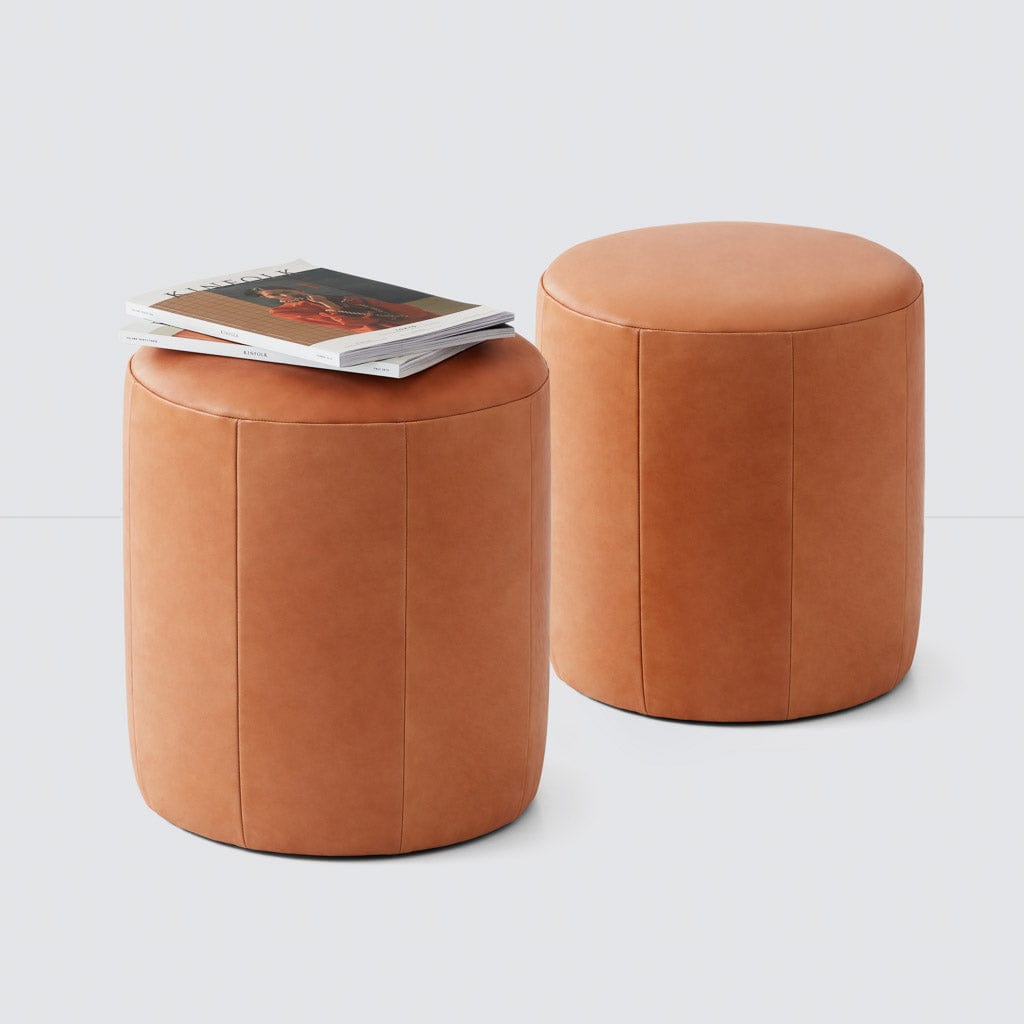 Torres Round Leather Ottoman - Small