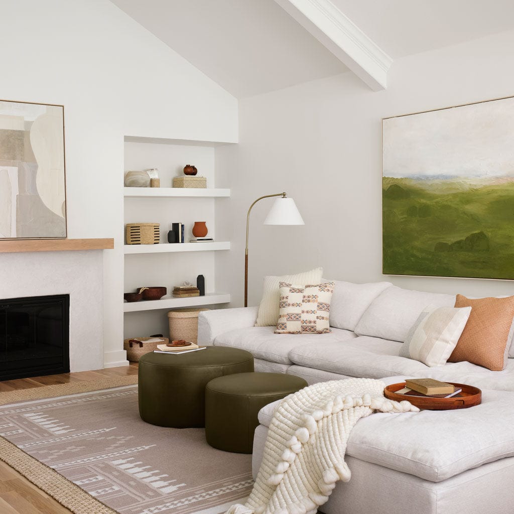 Torres Runde Leder-Ottomane – Mittel & Groß