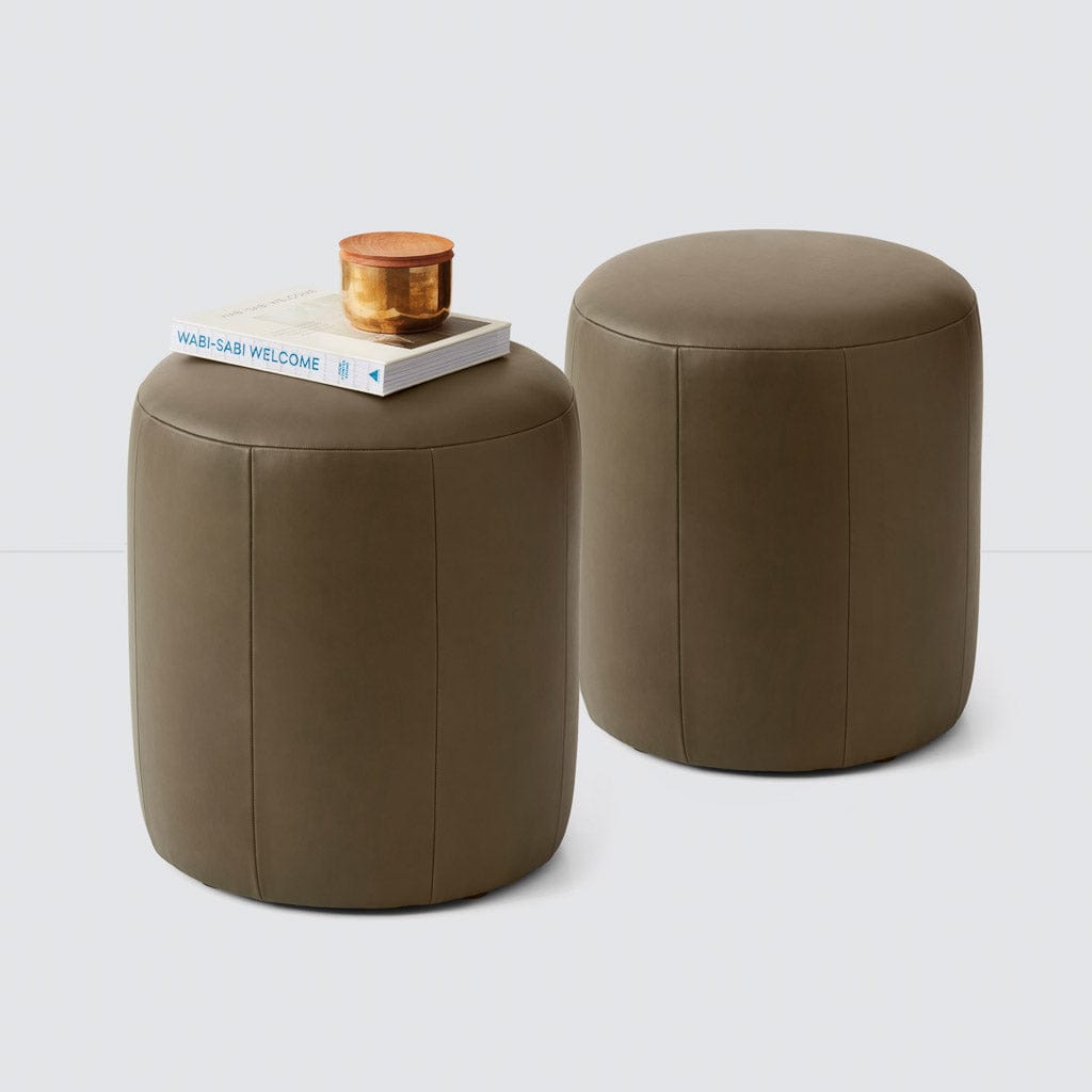 Torres Round Leather Ottoman - Small