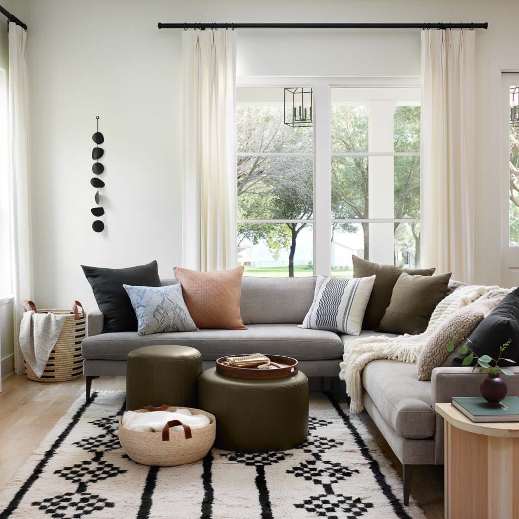 Torres Round Leather Ottoman - Small