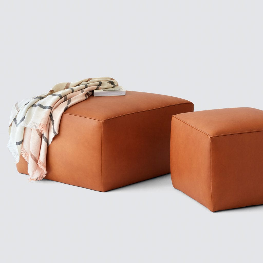 Torres Square Leather Ottoman - Medium & Large