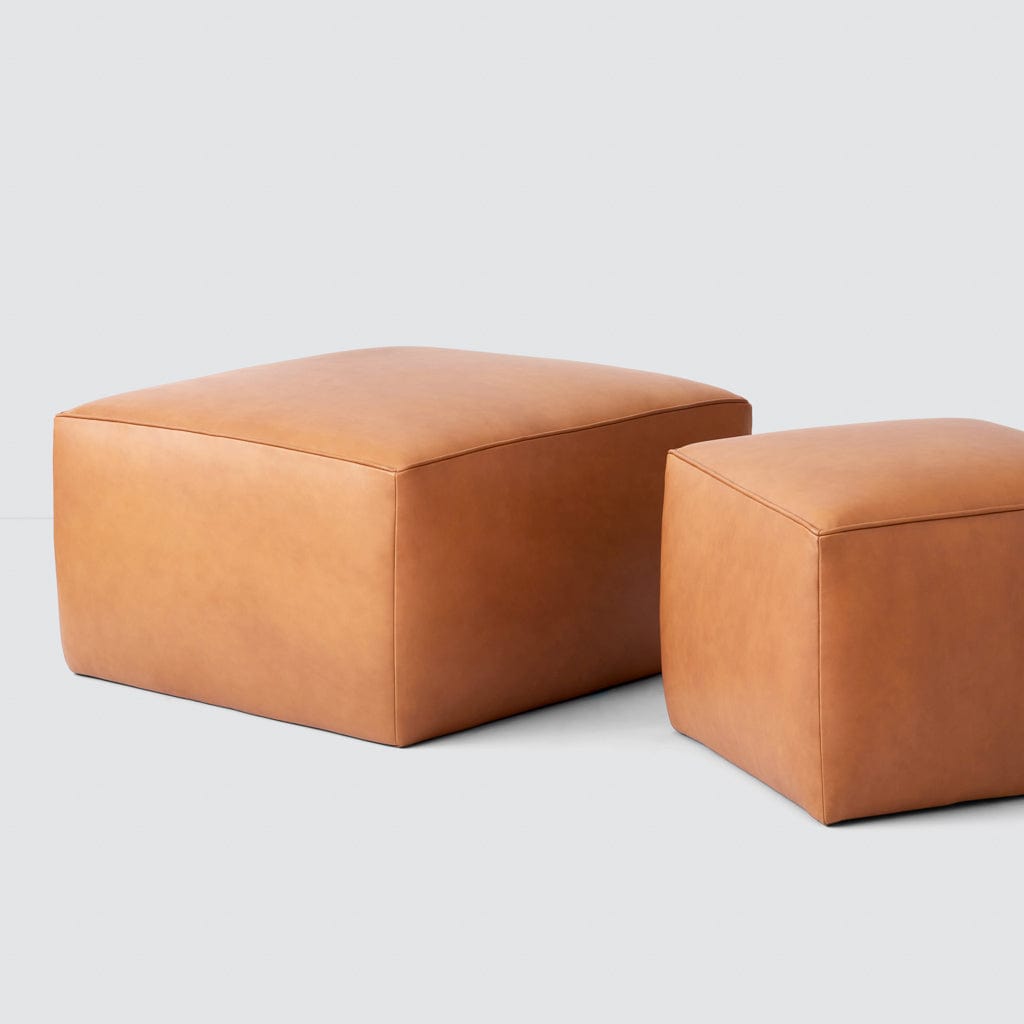 Torres Square Leather Ottoman - Medium & Large