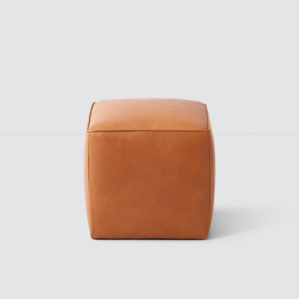 Torres quadratischer Leder-Ottomane – Klein