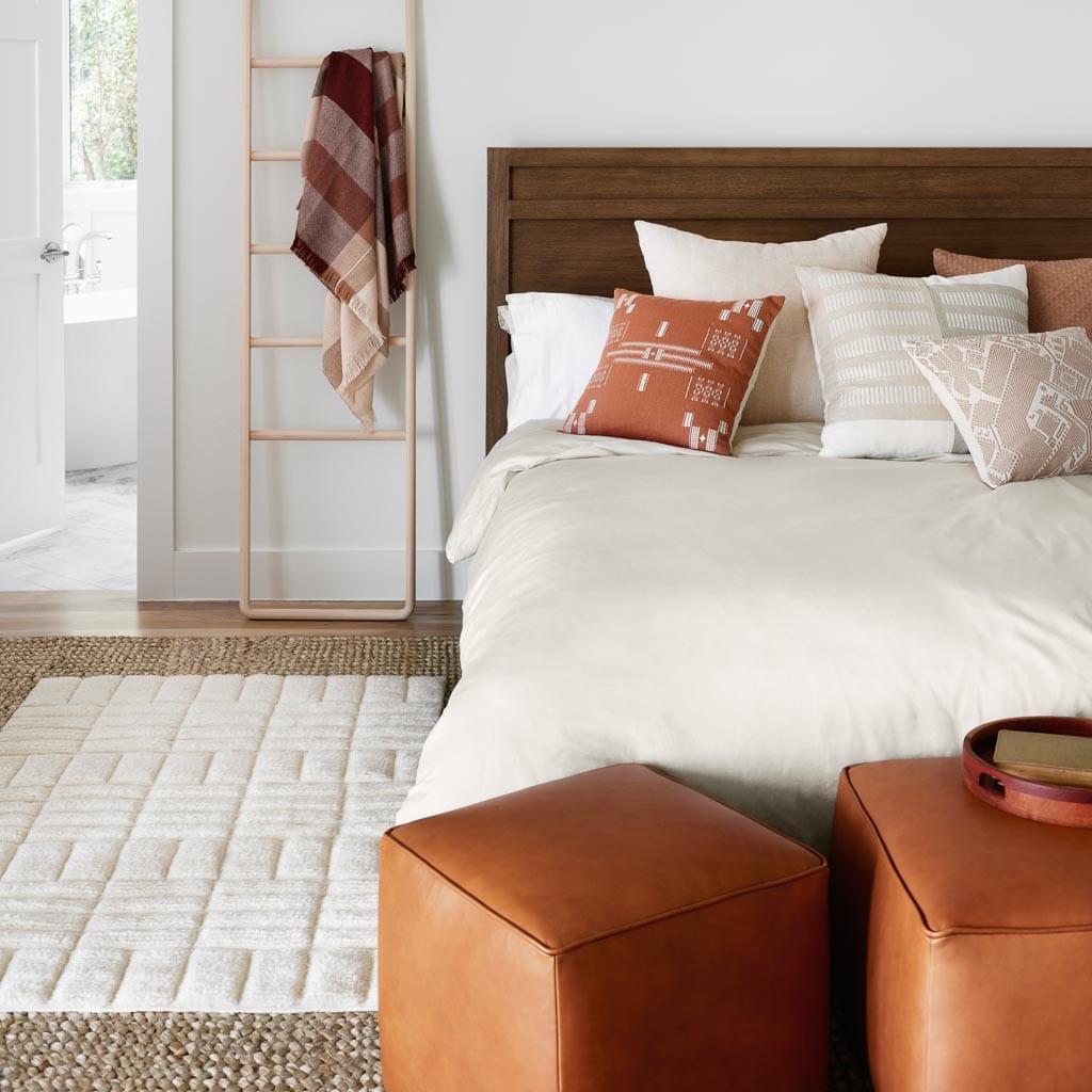 Torres Square Leather Ottoman - Small